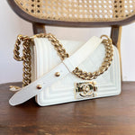 CHANEL Handbag 21A White Caviar Quilted Small Boy Bag LGHW -Knockoff
