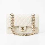 CHANEL Handbag 21A White/ Ivory Caviar Quilted Classic Flap Medium Light Gold Hardware -Knockoff
