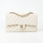 CHANEL Handbag 21A White/ Ivory Caviar Quilted Classic Flap Medium Light Gold Hardware -Knockoff
