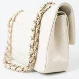 CHANEL Handbag 21A White/ Ivory Caviar Quilted Classic Flap Medium Light Gold Hardware -Knockoff
