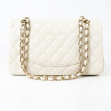 CHANEL Handbag 21A White/ Ivory Caviar Quilted Classic Flap Medium Light Gold Hardware -Knockoff
