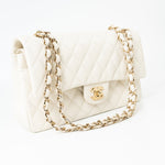 CHANEL Handbag 21A White/ Ivory Caviar Quilted Classic Flap Medium Light Gold Hardware -Knockoff
