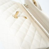 CHANEL Handbag 21A White/ Ivory Caviar Quilted Classic Flap Medium Light Gold Hardware -Knockoff
