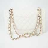 CHANEL Handbag 21A White/ Ivory Caviar Quilted Classic Flap Medium Light Gold Hardware -Knockoff
