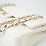 CHANEL Handbag 21A White/ Ivory Caviar Quilted Classic Flap Medium Light Gold Hardware -Knockoff
