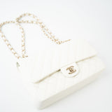 CHANEL Handbag 21A White/ Ivory Caviar Quilted Classic Flap Medium Light Gold Hardware -Knockoff
