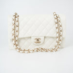 CHANEL Handbag 21A White/ Ivory Caviar Quilted Classic Flap Medium Light Gold Hardware -Knockoff
