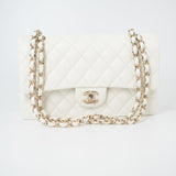 CHANEL Handbag 21A White/ Ivory Caviar Quilted Classic Flap Medium Light Gold Hardware -Knockoff
