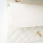 CHANEL Handbag 21A White/ Ivory Caviar Quilted Classic Flap Medium Light Gold Hardware -Knockoff
