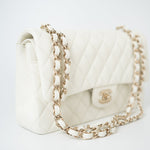 CHANEL Handbag 21A White/ Ivory Caviar Quilted Classic Flap Medium Light Gold Hardware -Knockoff
