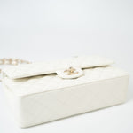 CHANEL Handbag 21A White/ Ivory Caviar Quilted Classic Flap Medium Light Gold Hardware -Knockoff
