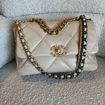 CHANEL Handbag 21B Beige Lambskin Quilted 19 Flap Medium/Large Mixed Hardware -Knockoff
