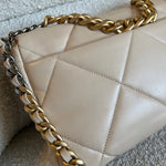 CHANEL Handbag 21B Beige Lambskin Quilted 19 Flap Medium/Large Mixed Hardware -Knockoff
