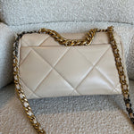 CHANEL Handbag 21B Beige Lambskin Quilted 19 Flap Medium/Large Mixed Hardware -Knockoff
