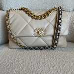 CHANEL Handbag 21B Beige Lambskin Quilted 19 Flap Medium/Large Mixed Hardware -Knockoff
