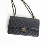 CHANEL Handbag 21B Grey Caviar Quilted Classic Flap Medium Light Gold Hardware -Knockoff
