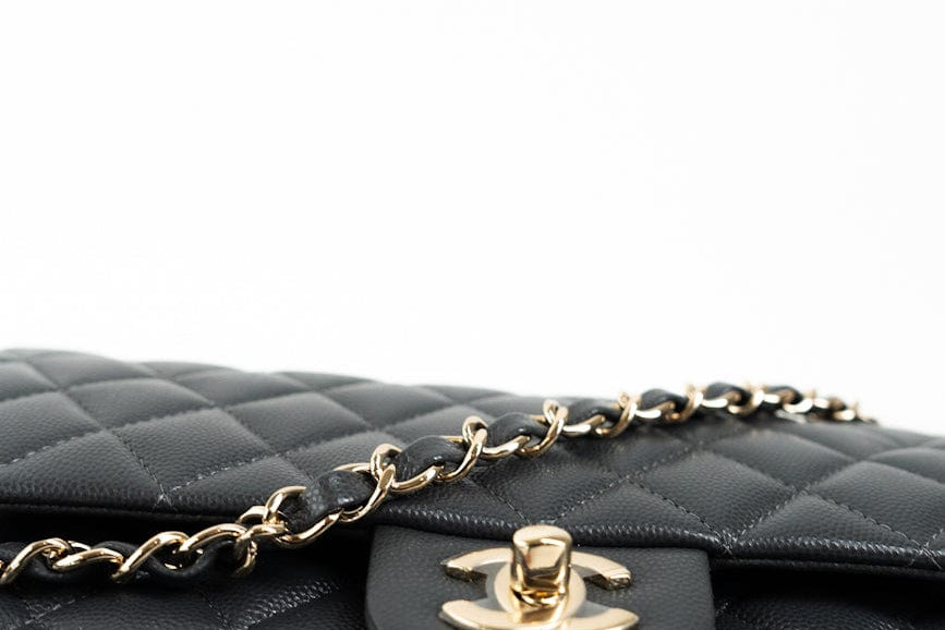 CHANEL Handbag 21B Grey Caviar Quilted Classic Flap Medium Light Gold Hardware -Knockoff
