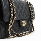 CHANEL Handbag 21B Grey Caviar Quilted Classic Flap Medium Light Gold Hardware -Knockoff
