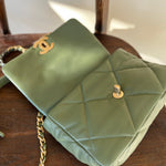 CHANEL Handbag 21B Military Green Lambskin Quilted 19 Flap Small Mixed Hardware -Knockoff
