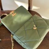 CHANEL Handbag 21B Military Green Lambskin Quilted 19 Flap Small Mixed Hardware -Knockoff
