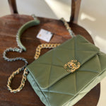 CHANEL Handbag 21B Military Green Lambskin Quilted 19 Flap Small Mixed Hardware -Knockoff
