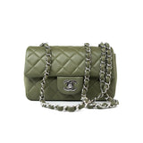 CHANEL Handbag 21B Military Green Lambskin Quilted Mini Rectangular Single Silver Hardware -Knockoff
