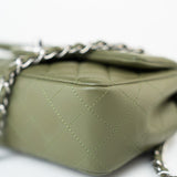 CHANEL Handbag 21B Military Green Lambskin Quilted Mini Rectangular Single Silver Hardware -Knockoff
