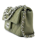 CHANEL Handbag 21B Military Green Lambskin Quilted Mini Rectangular Single Silver Hardware -Knockoff
