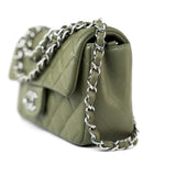 CHANEL Handbag 21B Military Green Lambskin Quilted Mini Rectangular Single Silver Hardware -Knockoff
