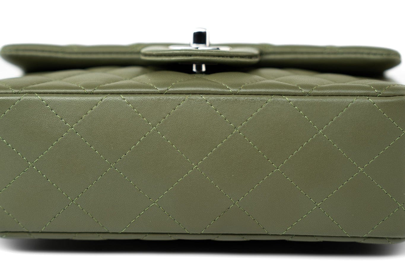 CHANEL Handbag 21B Military Green Lambskin Quilted Mini Rectangular Single Silver Hardware -Knockoff
