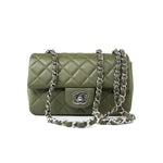 CHANEL Handbag 21B Military Green Lambskin Quilted Mini Rectangular Single Silver Hardware -Knockoff
