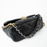 CHANEL Handbag 21C Black Lambskin Quilted 19 Flap Small Mixed Hardware -Knockoff
