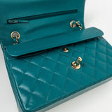 CHANEL Handbag 21C Dark Teal Caviar Quilted Classic Double Flap Small Light Gold Hardware -Knockoff
