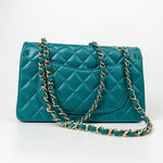 CHANEL Handbag 21C Dark Teal Caviar Quilted Classic Double Flap Small Light Gold Hardware -Knockoff
