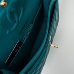 CHANEL Handbag 21C Dark Teal Caviar Quilted Classic Double Flap Small Light Gold Hardware -Knockoff
