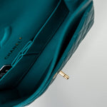 CHANEL Handbag 21C Dark Teal Caviar Quilted Classic Double Flap Small Light Gold Hardware -Knockoff
