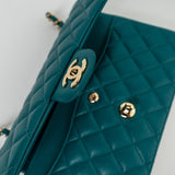 CHANEL Handbag 21C Dark Teal Caviar Quilted Classic Double Flap Small Light Gold Hardware -Knockoff
