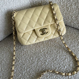 CHANEL Handbag 21C Mini Square Yellow Lambskin Quilted Single Flap LGHW -Knockoff
