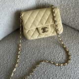 CHANEL Handbag 21C Mini Square Yellow Lambskin Quilted Single Flap LGHW -Knockoff
