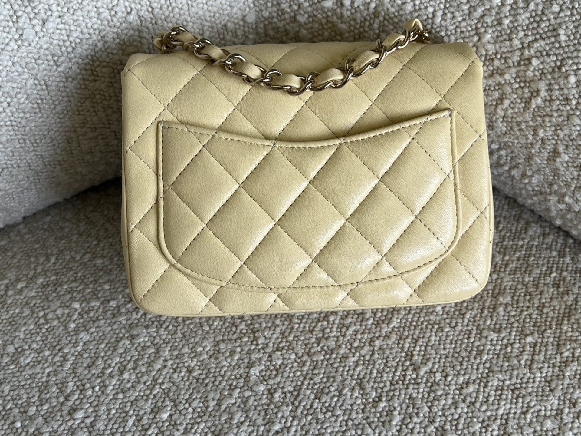 CHANEL Handbag 21C Mini Square Yellow Lambskin Quilted Single Flap LGHW -Knockoff
