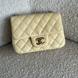 CHANEL Handbag 21C Mini Square Yellow Lambskin Quilted Single Flap LGHW -Knockoff
