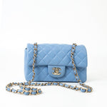 CHANEL Handbag 21C Sky Blue Lambskin Quilted Mini Rectangular Flap Light Gold Hardware -Knockoff
