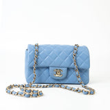 CHANEL Handbag 21C Sky Blue Lambskin Quilted Mini Rectangular Flap Light Gold Hardware -Knockoff
