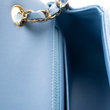 CHANEL Handbag 21C Sky Blue Lambskin Quilted Mini Rectangular Flap Light Gold Hardware -Knockoff
