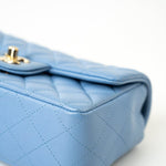 CHANEL Handbag 21C Sky Blue Lambskin Quilted Mini Rectangular Flap Light Gold Hardware -Knockoff
