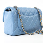 CHANEL Handbag 21C Sky Blue Lambskin Quilted Mini Rectangular Flap Light Gold Hardware -Knockoff
