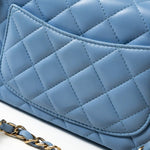 CHANEL Handbag 21C Sky Blue Lambskin Quilted Mini Rectangular Flap Light Gold Hardware -Knockoff
