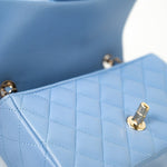 CHANEL Handbag 21C Sky Blue Lambskin Quilted Mini Rectangular Flap Light Gold Hardware -Knockoff
