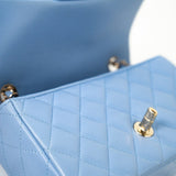 CHANEL Handbag 21C Sky Blue Lambskin Quilted Mini Rectangular Flap Light Gold Hardware -Knockoff
