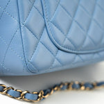 CHANEL Handbag 21C Sky Blue Lambskin Quilted Mini Rectangular Flap Light Gold Hardware -Knockoff
